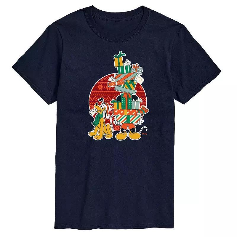 Disneys Mickey & Pluto Big & Tall Presents Graphic Tee, Mens Blue Product Image