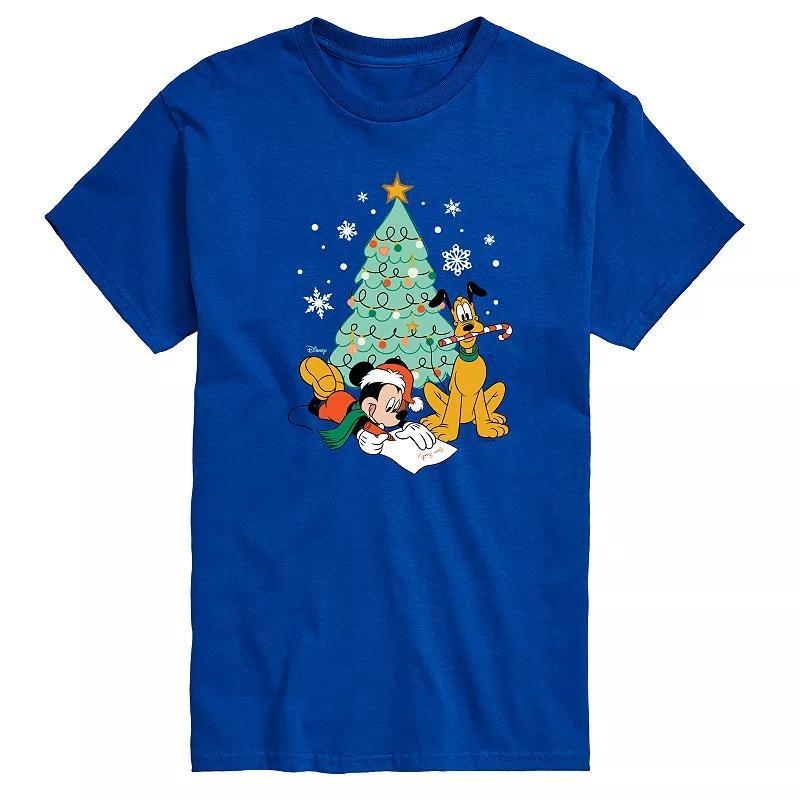 Disneys Mickey Mouse & Pluto Mens Christmas Tree Graphic Tee Product Image