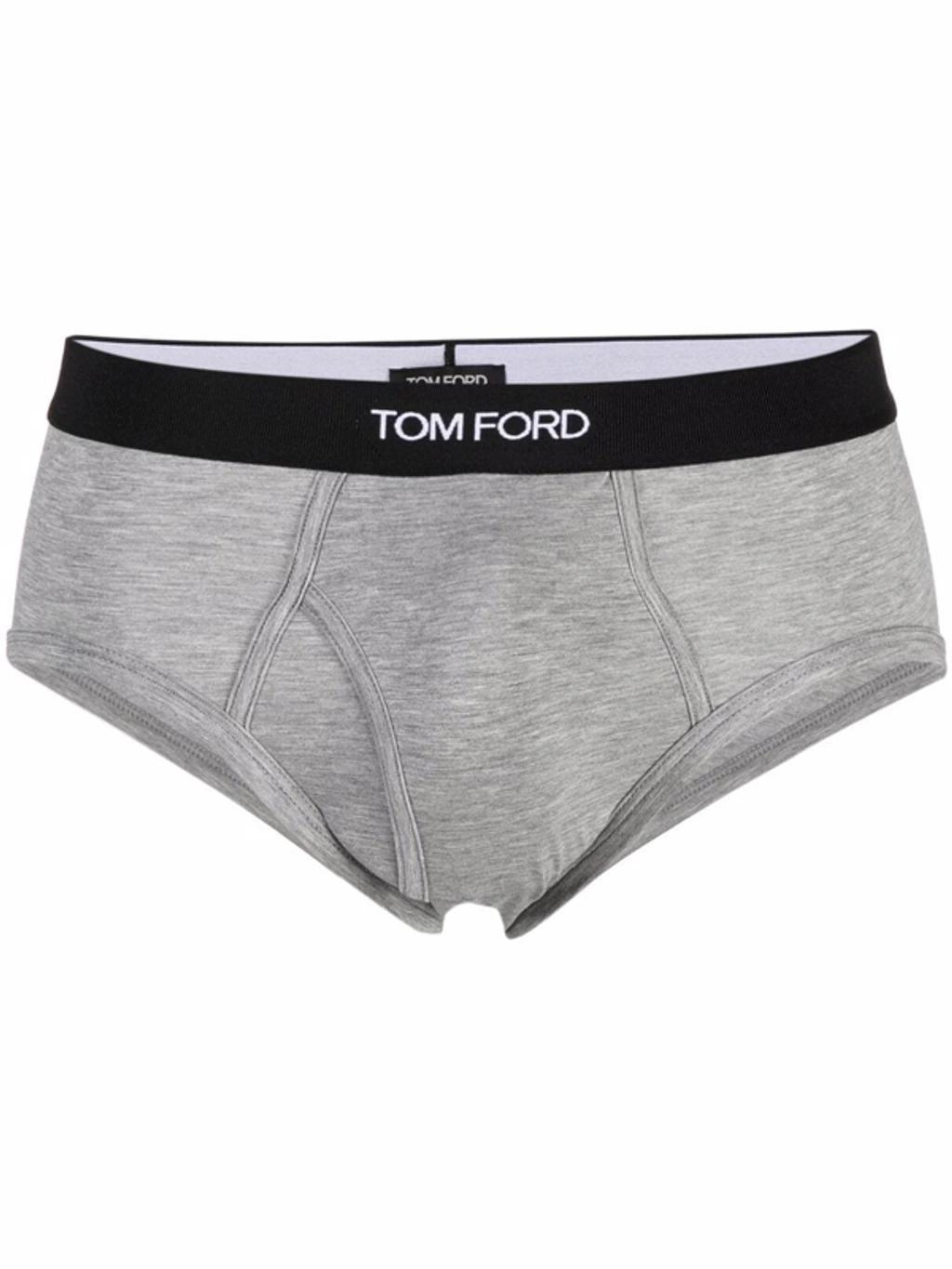 TOM FORD Logo-waistband Cotton Briefs In Grey Product Image