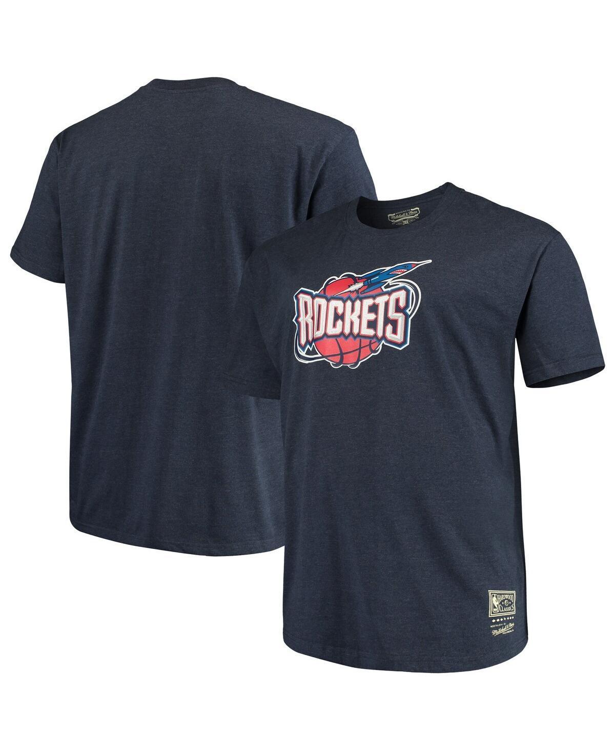 Mens Mitchell & Ness Navy Distressed Houston Rockets Big and Tall Hardwood Classics Vintage-Like Logo T-shirt Product Image