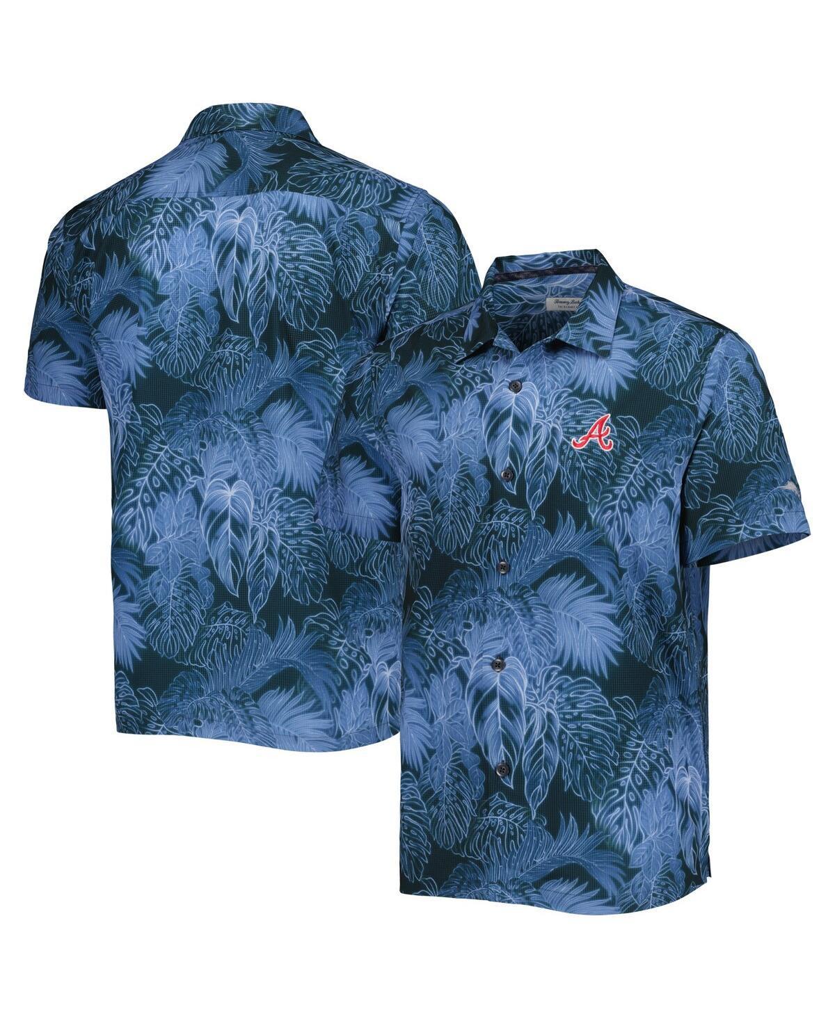 Mens Tommy Bahama Blue Atlanta Braves Bahama Coast Luminescent Fronds IslandZone Button-Up Camp Shirt Product Image