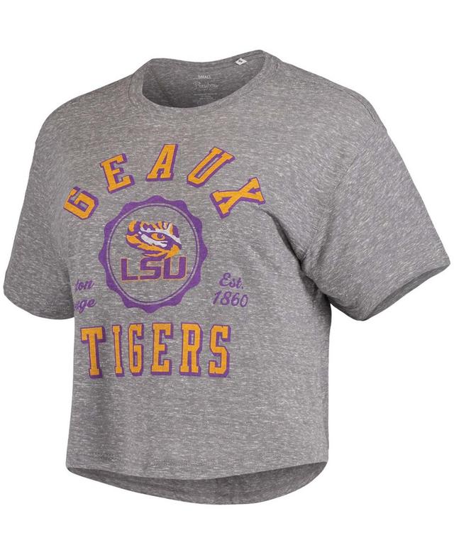 Womens Gray Lsu Tigers Bishop Tri-Blend Knobi Crop T-shirt Product Image