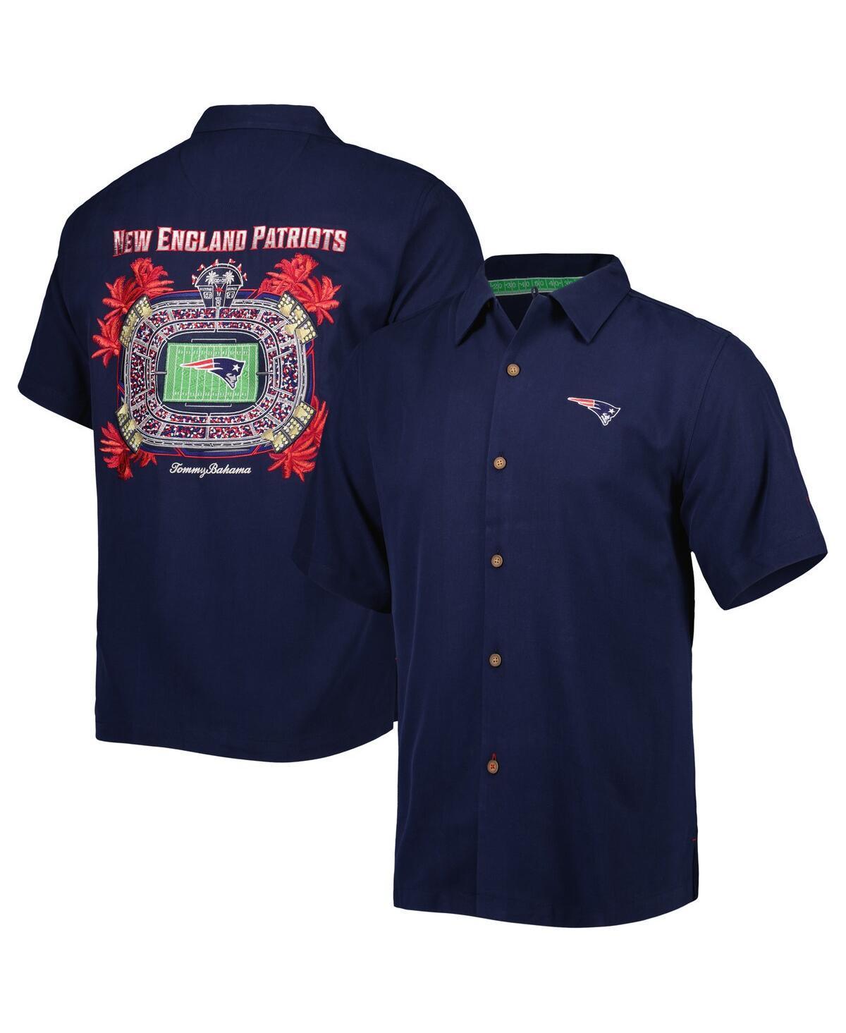 Mens Tommy Bahama Navy New England Patriots Top of Your Game Camp Button-Up Shirt Product Image