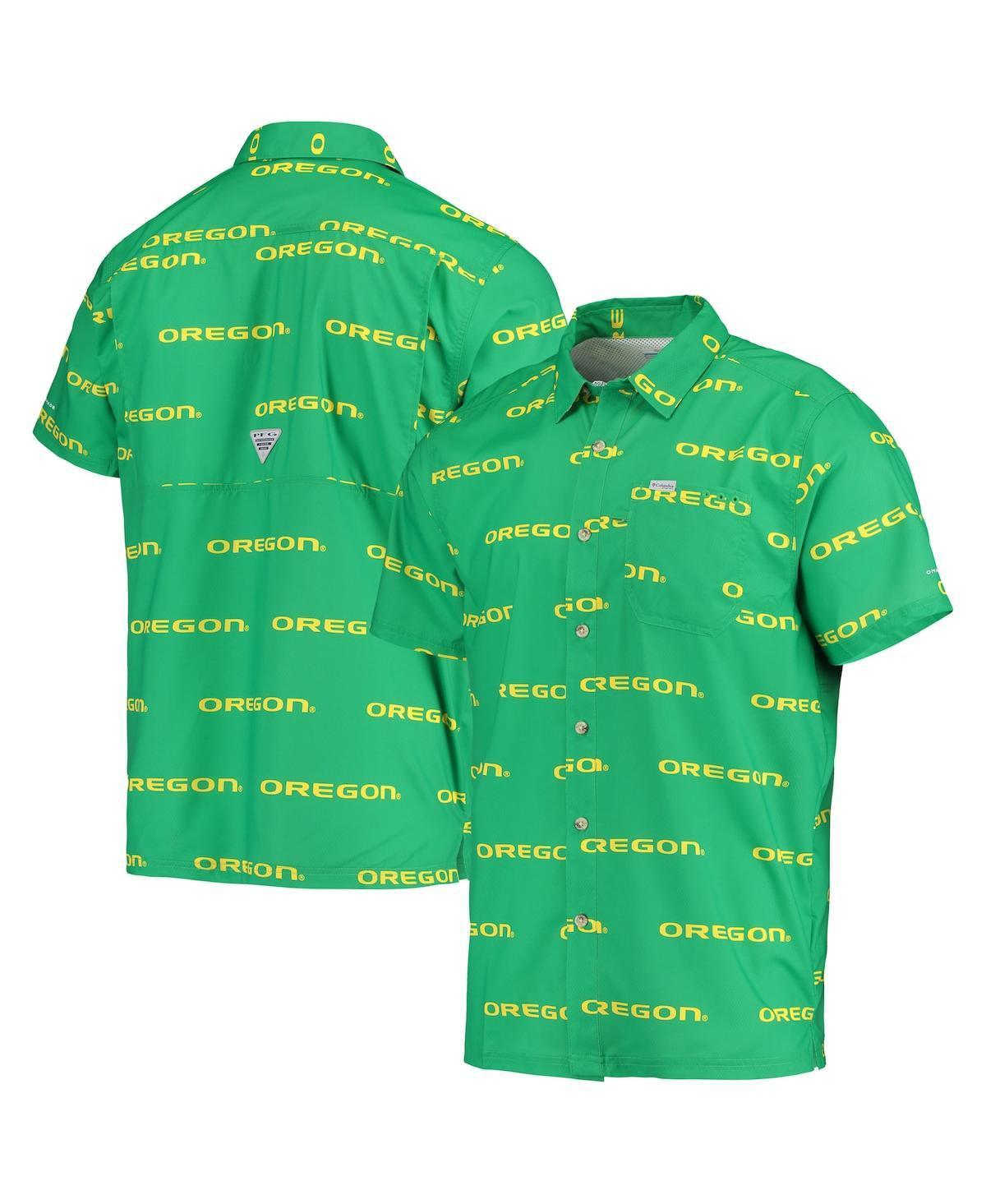 Mens Columbia Oregon Ducks Super Slack Tide Omni-Shade Button-Up Shirt Product Image