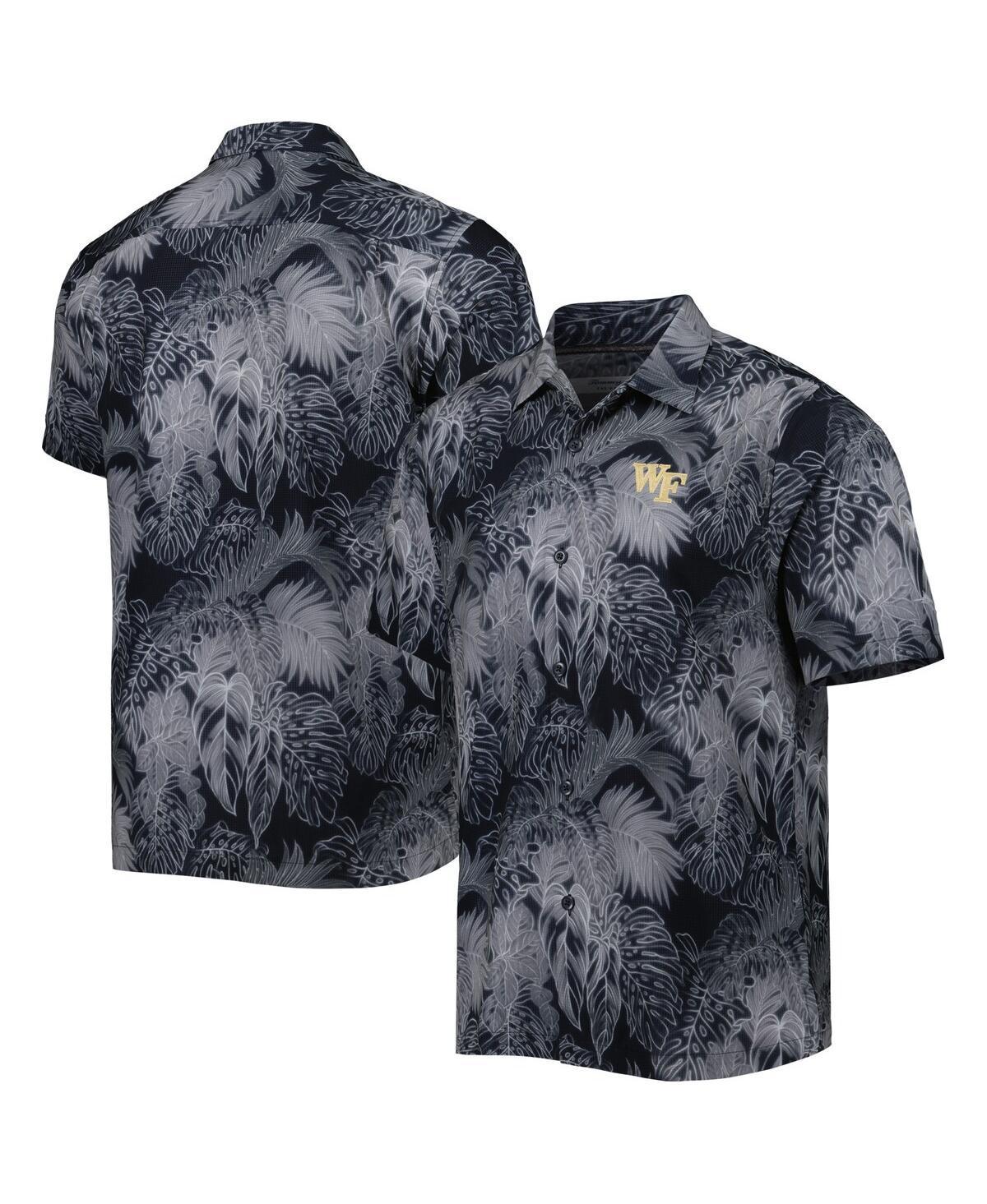 Tommy Bahama Mens Black Wake Forest Demon Deacons Coast Luminescent Frond IslandZone Button-Up Camp T-Shirt Product Image