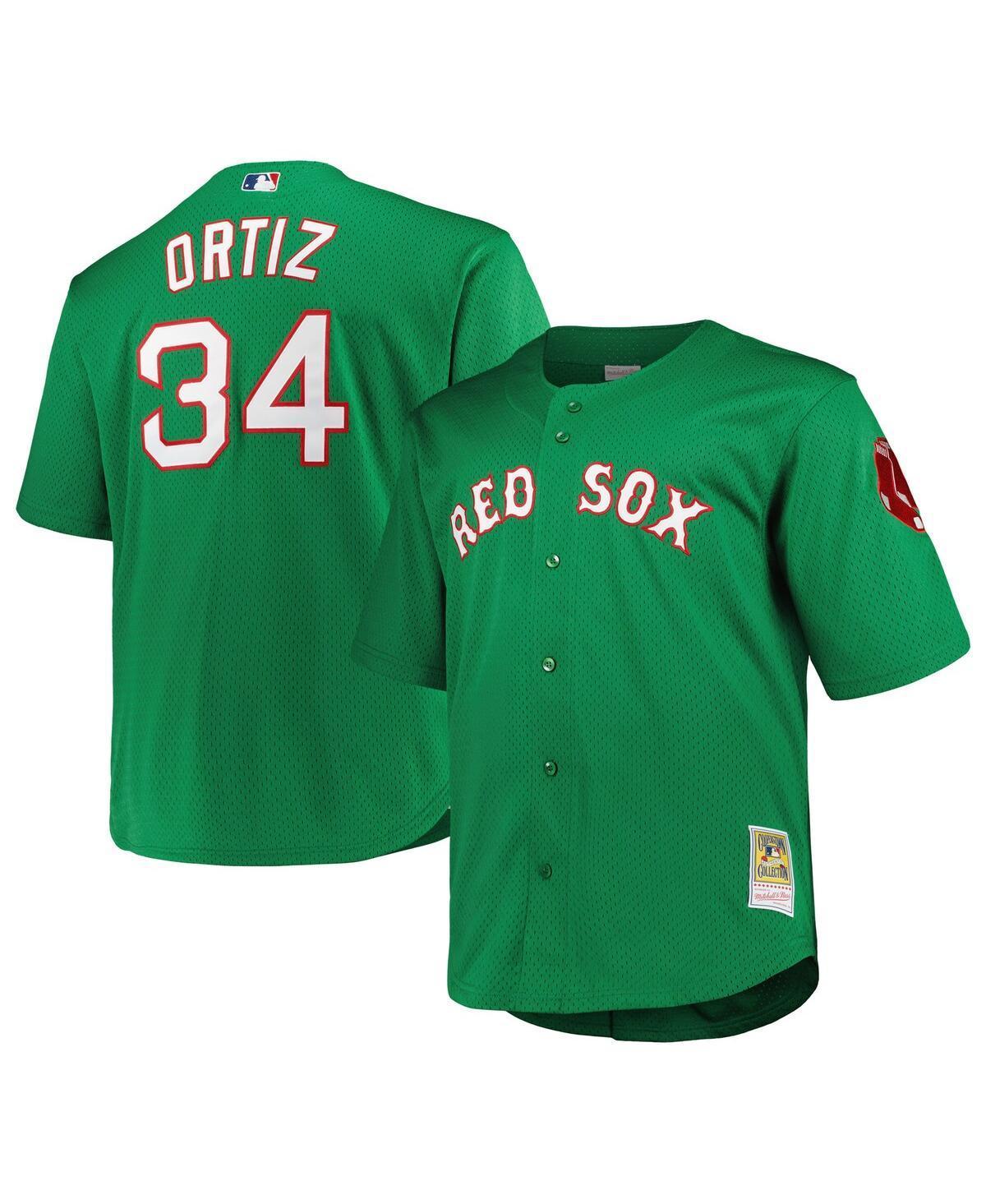 Mens Mitchell & Ness David Ortiz Kelly Boston Red Sox Big & Tall Cooperstown Collection Mesh Batting Practice Jersey Product Image