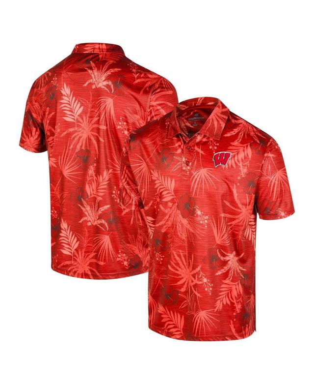 Mens Colosseum Red Wisconsin Badgers Big and Tall Palms Polo Shirt Product Image