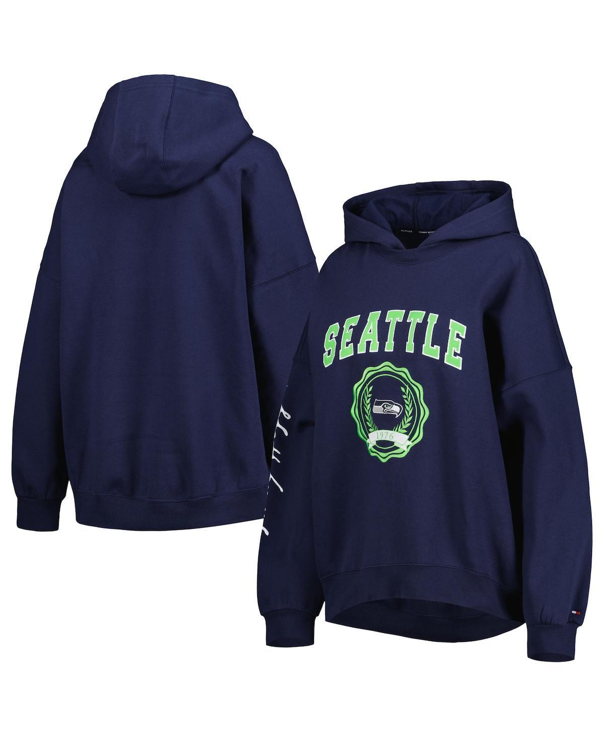 Womens Tommy Hilfiger College Navy Seattle Seahawks Becca Drop Shoulder Pullover Hoodie Product Image