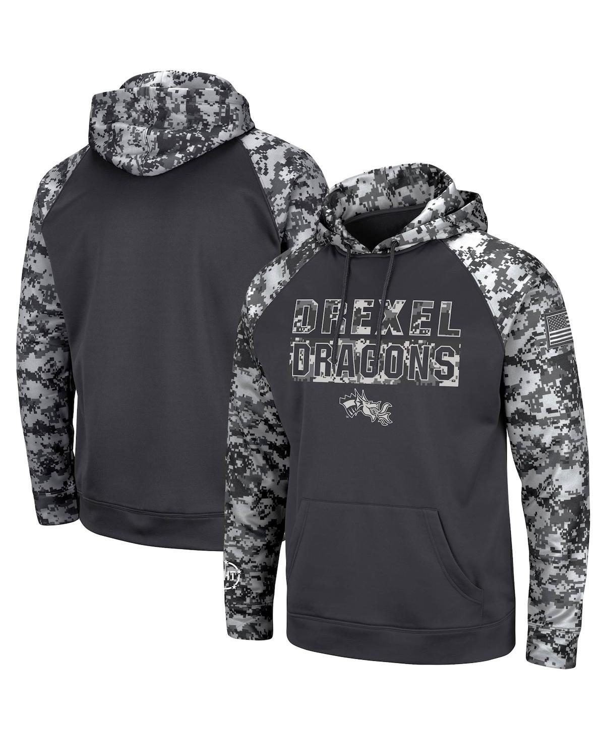 Mens Colosseum Charcoal Drexel Dragons Oht Military-Inspired Appreciation Digital Camo Pullover Hoodie Product Image