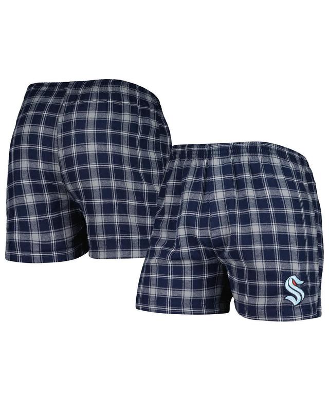 Mens Concepts Sport Deep Sea Blue/Gray Seattle Kraken Ledger Flannel Boxers Krk Blue Product Image