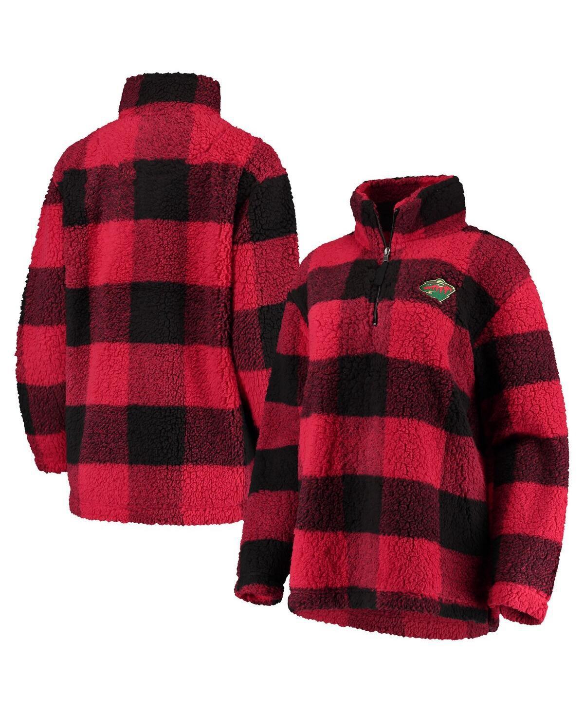 Womens G-iii 4Her by Carl Banks Black Minnesota Wild Plaid Sherpa Quarter-Zip Jacket - Black Product Image