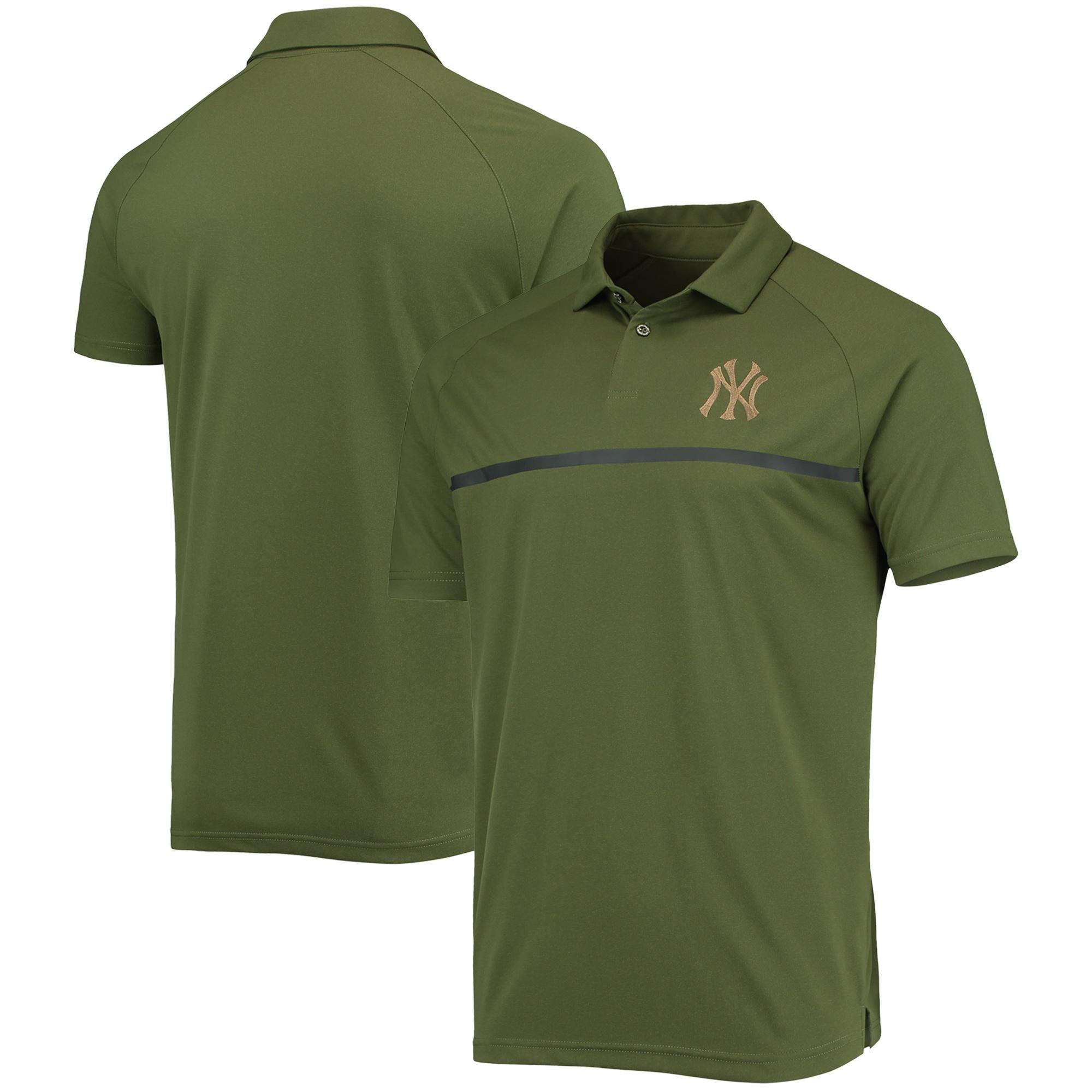 Mens LevelWear Olive New York Yankees Delta Sector Raglan Polo Shirt Product Image