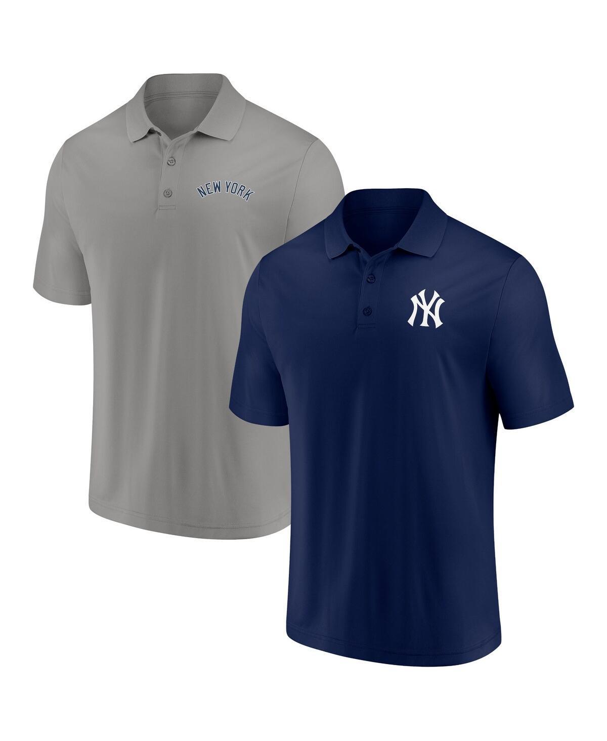 Mens Fanatics Branded /Gray Milwaukee Brewers Dueling Logos Polo Combo Set Blue Product Image