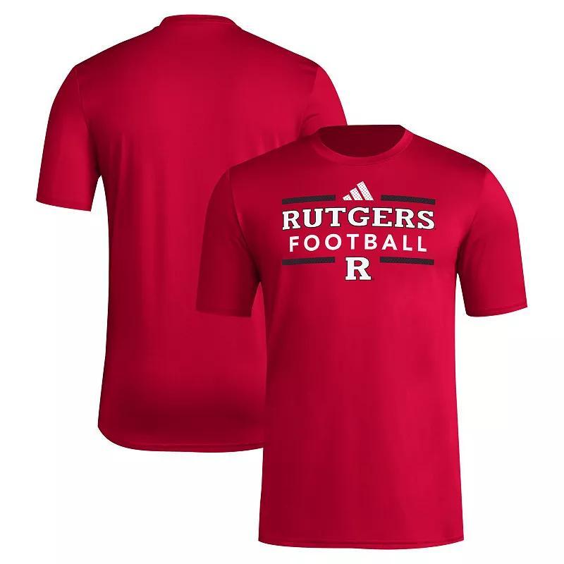 Mens adidas Scarlet Rutgers Scarlet Knights Locker Football Pre-Game AEROREADY T-Shirt Product Image