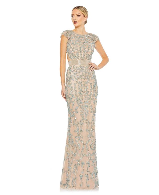 Mac Duggal Damask Sequin Open Back Gown Product Image