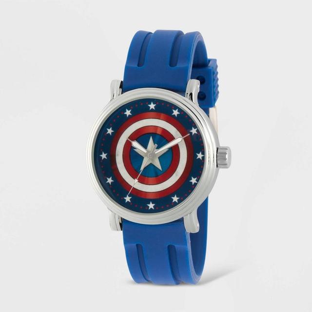 Mens Marvel Captain America Silver Alloy Vintage Blue Product Image