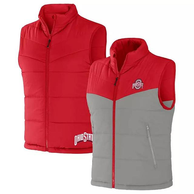 Mens Darius Rucker Collection by Fanatics Scarlet/Gray Ohio State Buckeyes Colorblocked Full-Zip Reversible Vest Product Image