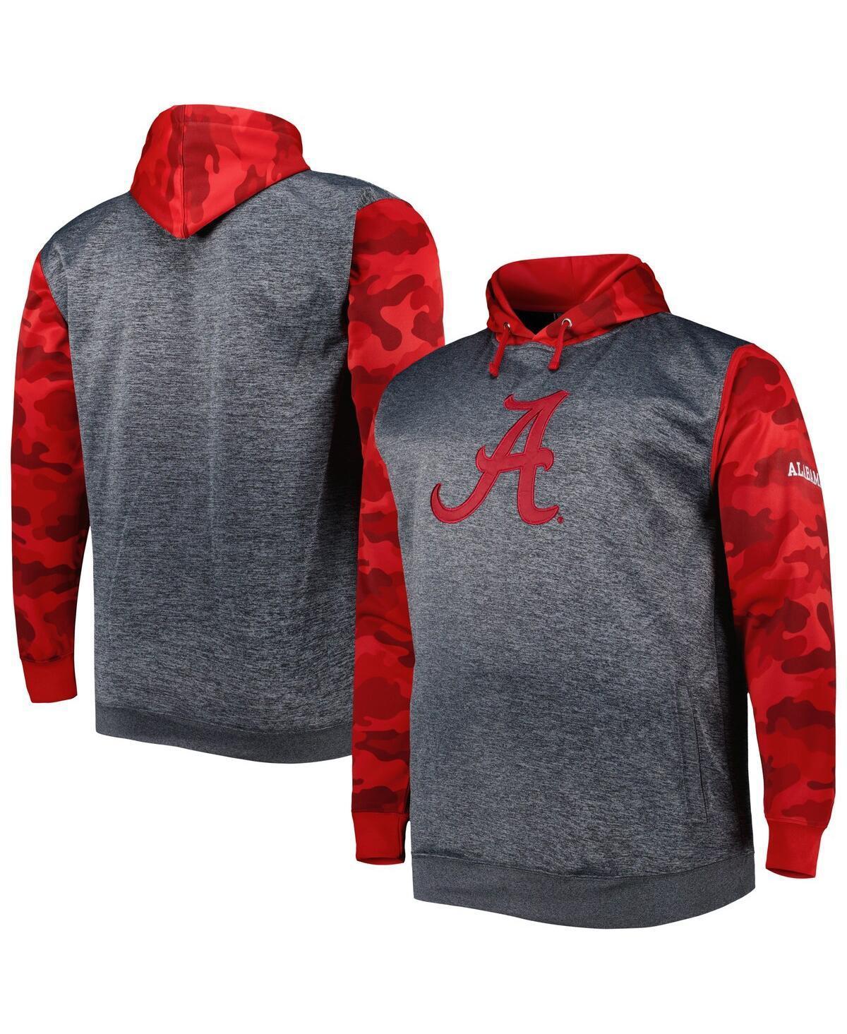 Mens Heather Charcoal Alabama Crimson Tide Big & Tall Raglan Fleece Pullover Hoodie Product Image