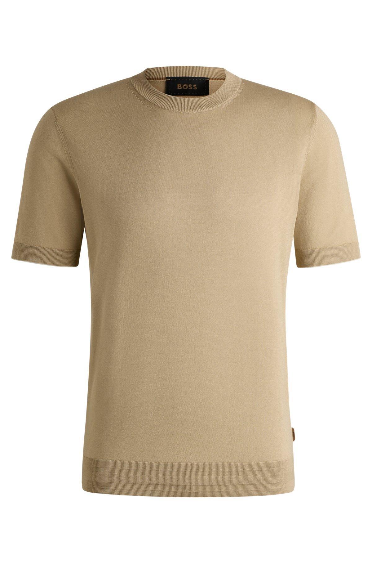 Regular-fit knit T-shirt in silk and cotton Product Image