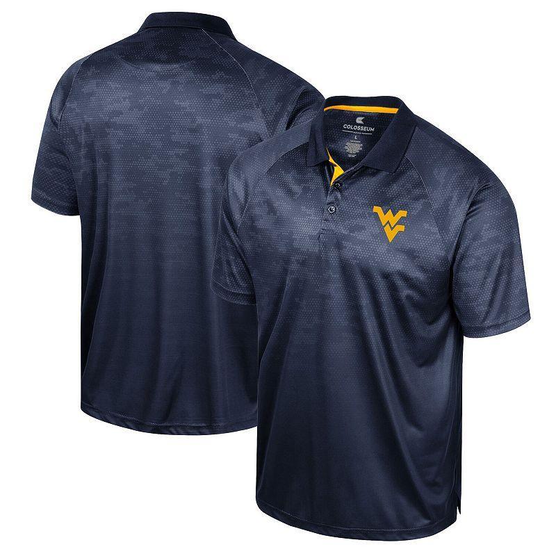 Mens Colosseum Navy West Virginia Mountaineers Honeycomb Raglan Polo Product Image