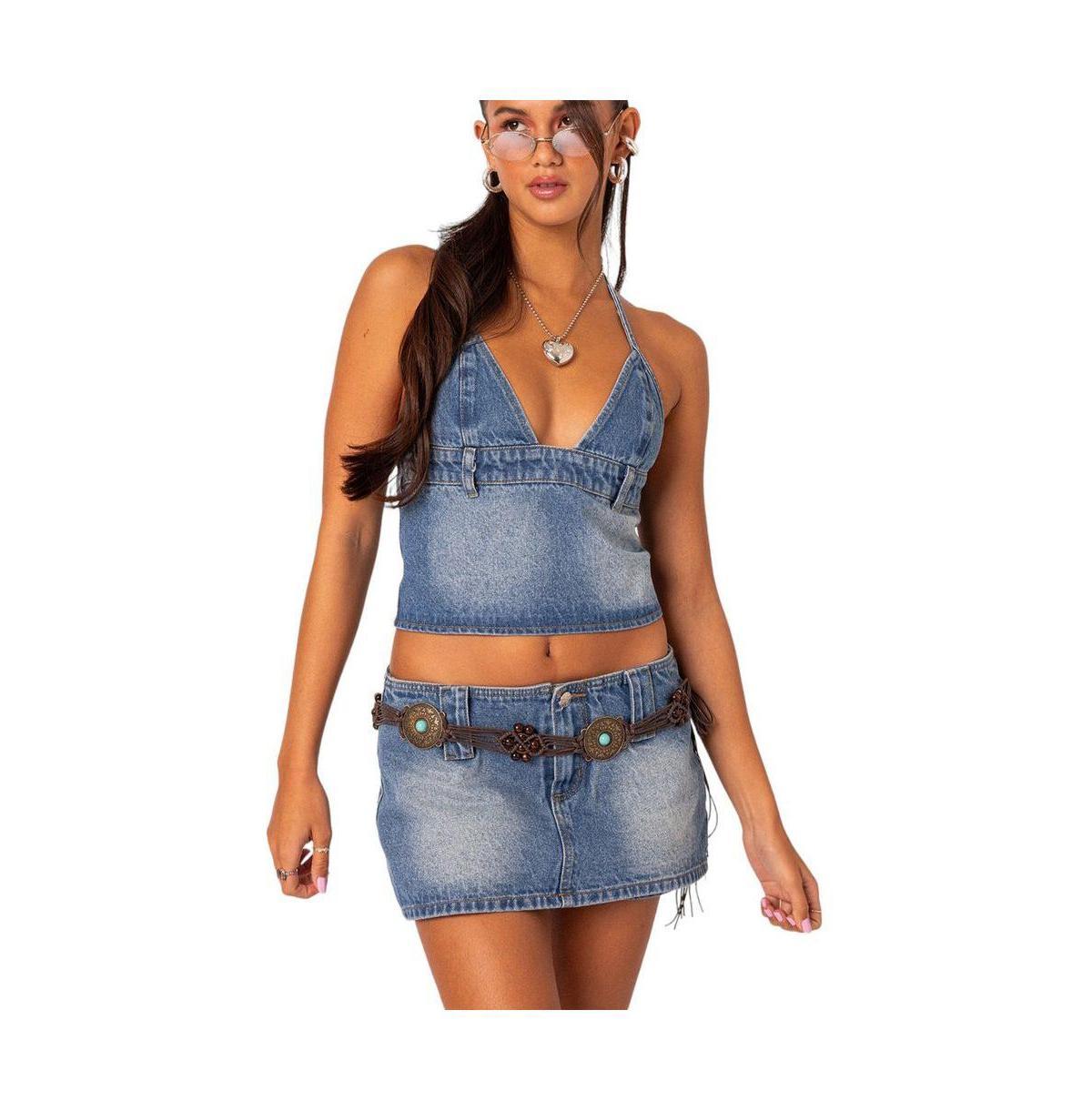 Edikted Womens Wanona Denim Halter Top product image