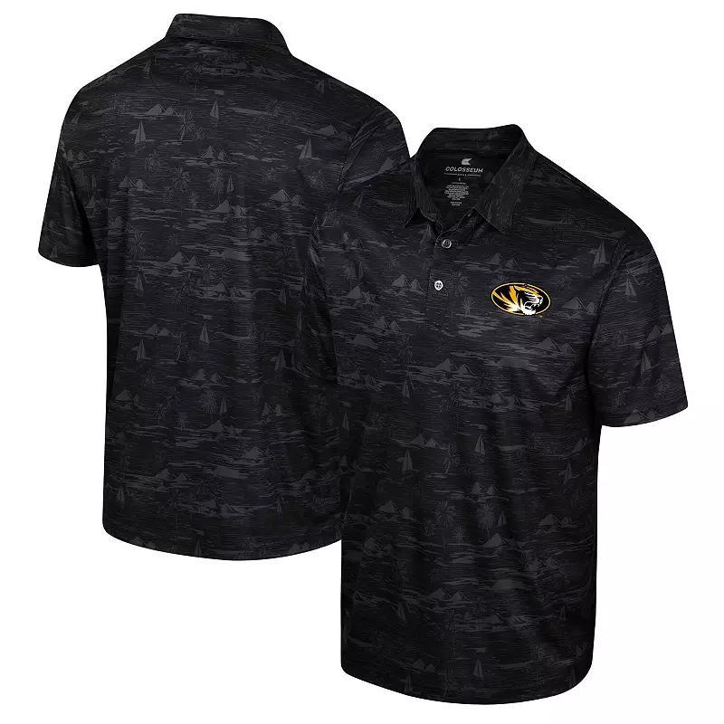 Mens Colosseum Black Purdue Boilermakers Daly Print Polo Product Image