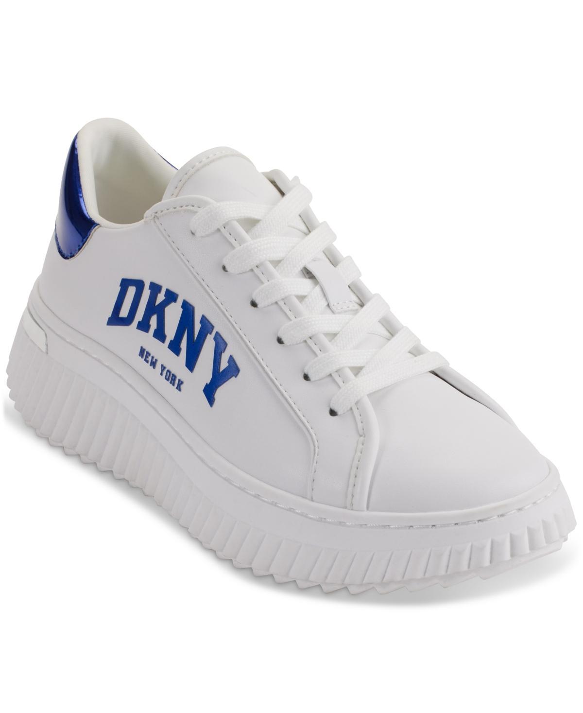 Dkny Womens Leon Lace-Up Logo Sneakers - Bright White/ Product Image