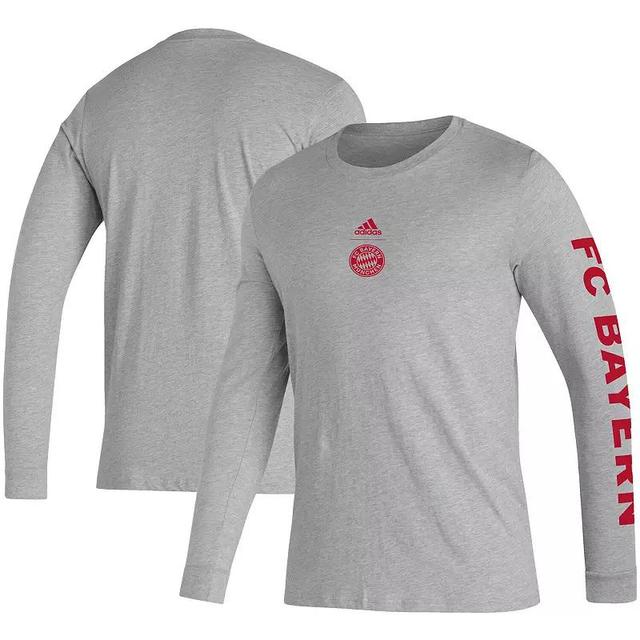 Mens adidas Heather Gray Bayern Munich Team Crest Long Sleeve T-Shirt Product Image