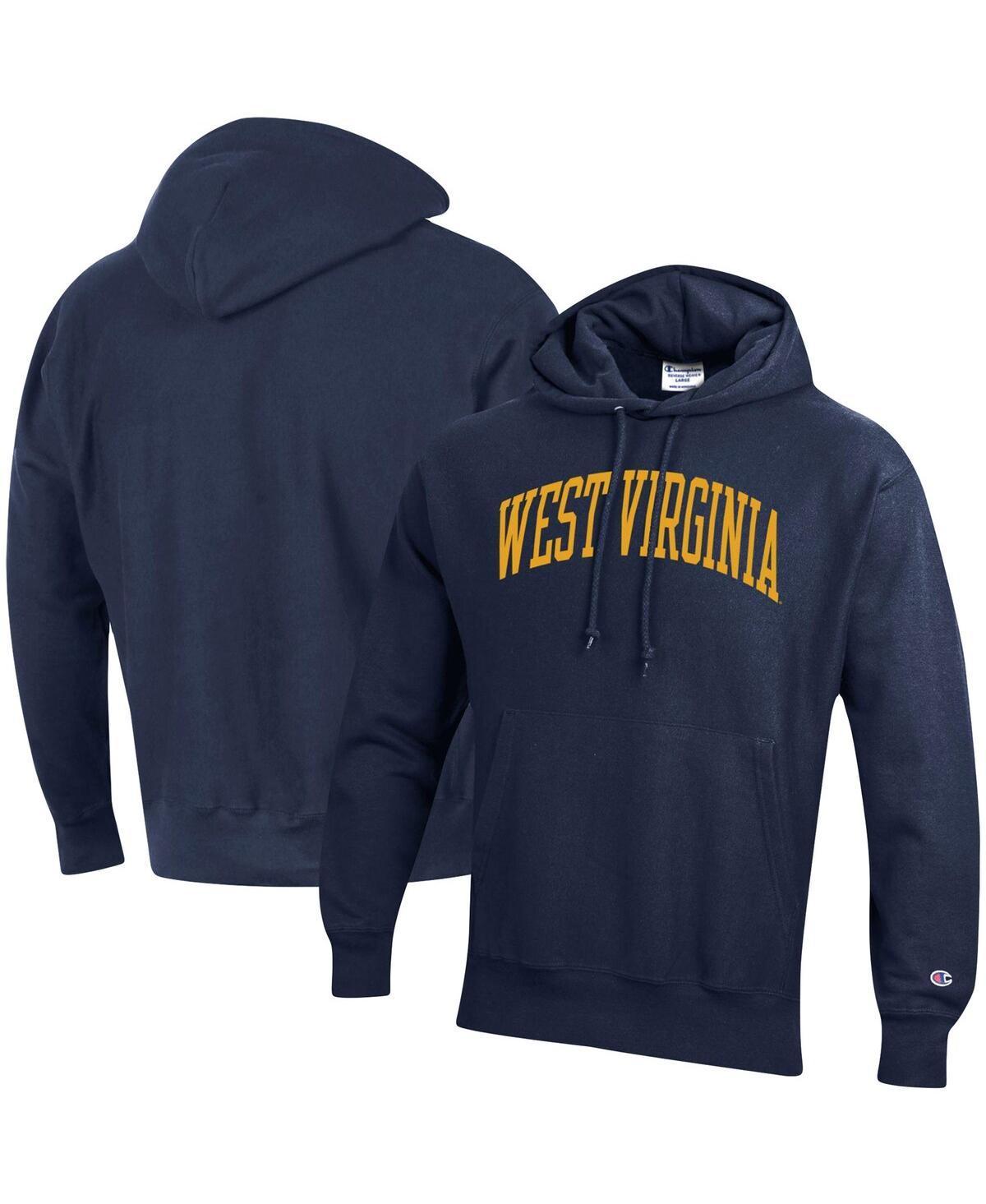 Mens Champion West Virginia Mountaineers Team Arch Reverse Weave Pullover Hoodie Blue Product Image