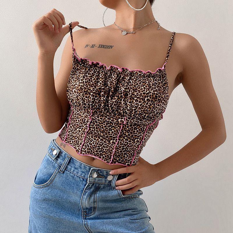 Leopard Print Cropped Camisole Top  Product Image