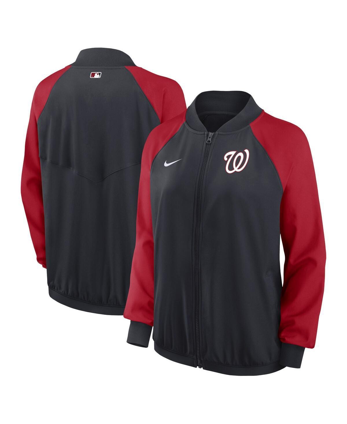 Womens Nike Navy Washington Nationals Authentic Collection Team Raglan Performance Full-Zip Jacket Product Image