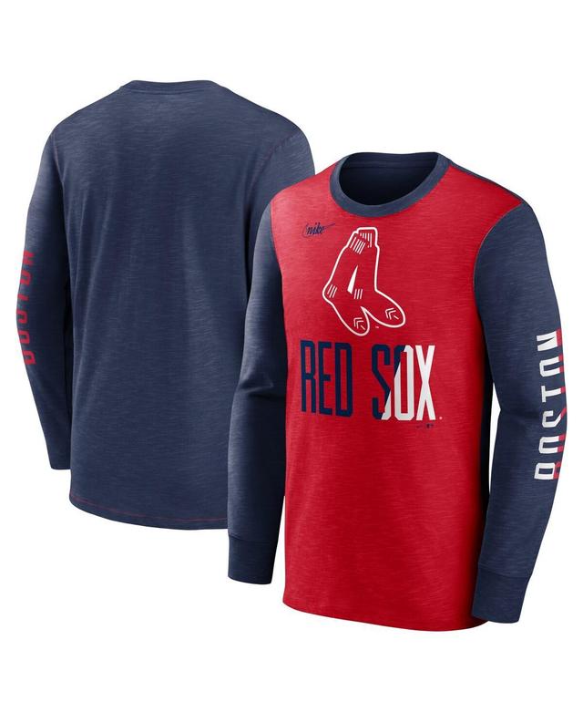 Mens Nike Red Boston Red Sox Cooperstown Collection Rewind Splitter Slub Long Sleeve T-shirt - Red Product Image