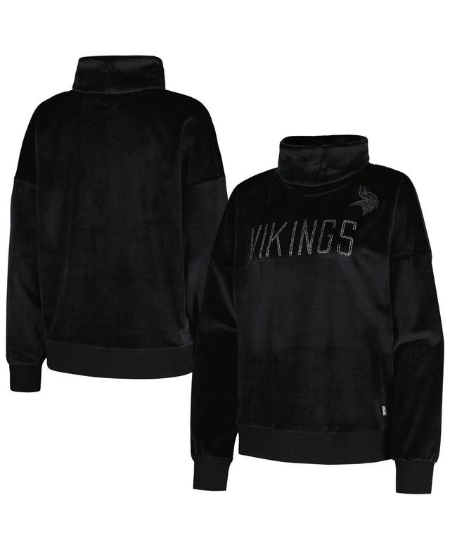 Womens DKNY Sport  Black Minnesota Vikings Deliliah Rhinestone Funnel Neck Pullover Sweatshirt Product Image