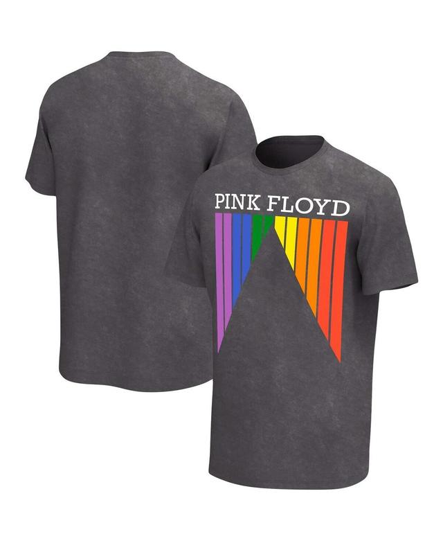 Mens Black Pink Distressed Floyd Prism Washed T-shirt Product Image