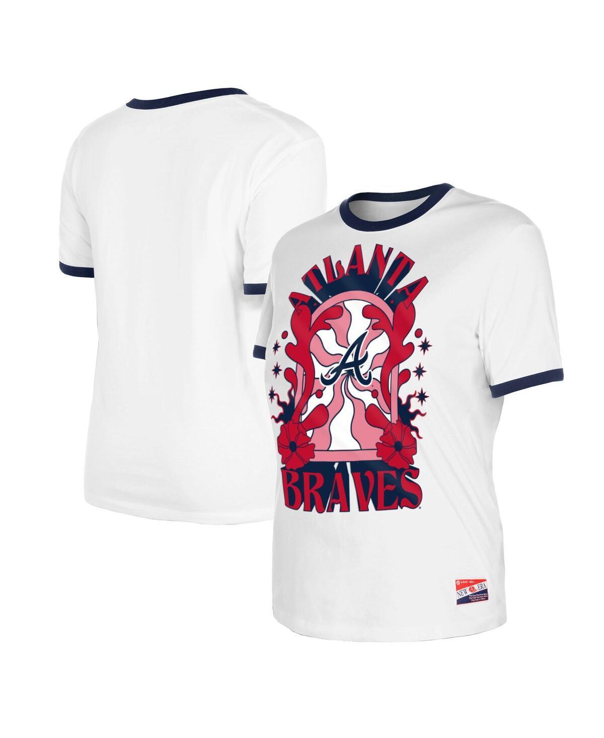 New Era Womens White Atlanta Braves Oversized Ringer T-Shirt Product Image