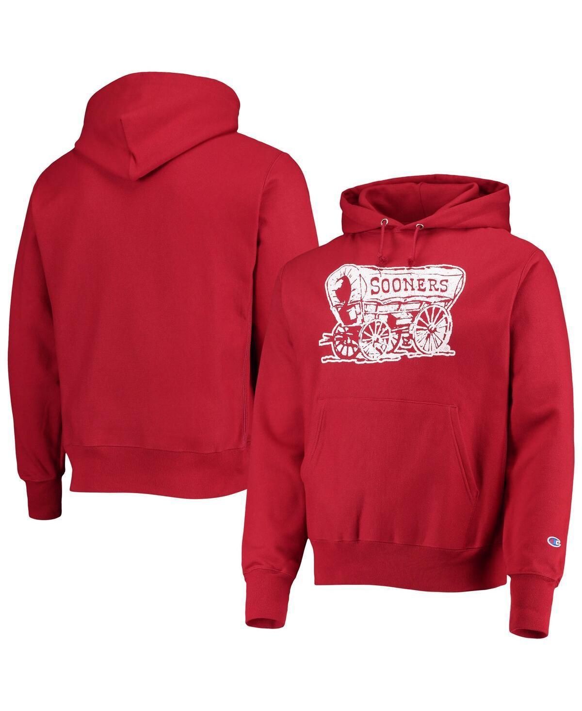 Mens Champion Crimson Oklahoma Sooners Vault Logo Reverse Weave Pullover Hoodie Product Image