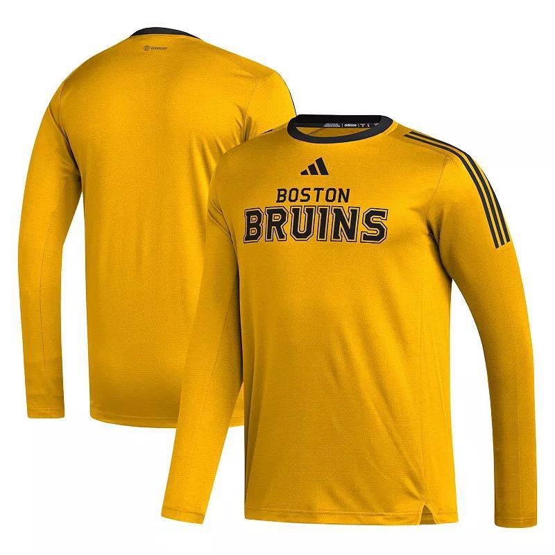 Mens adidas Gold Boston Bruins Aeroready Long Sleeve T-shirt Product Image