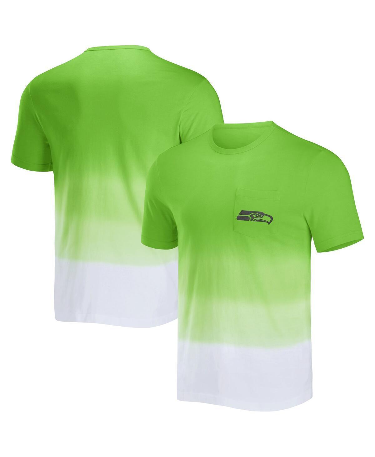 Mens NFL x Darius Rucker Collection by Fanatics Neon Green/White Seattle Seahawks Dip Dye Pocket T-Shirt Brt Green Product Image