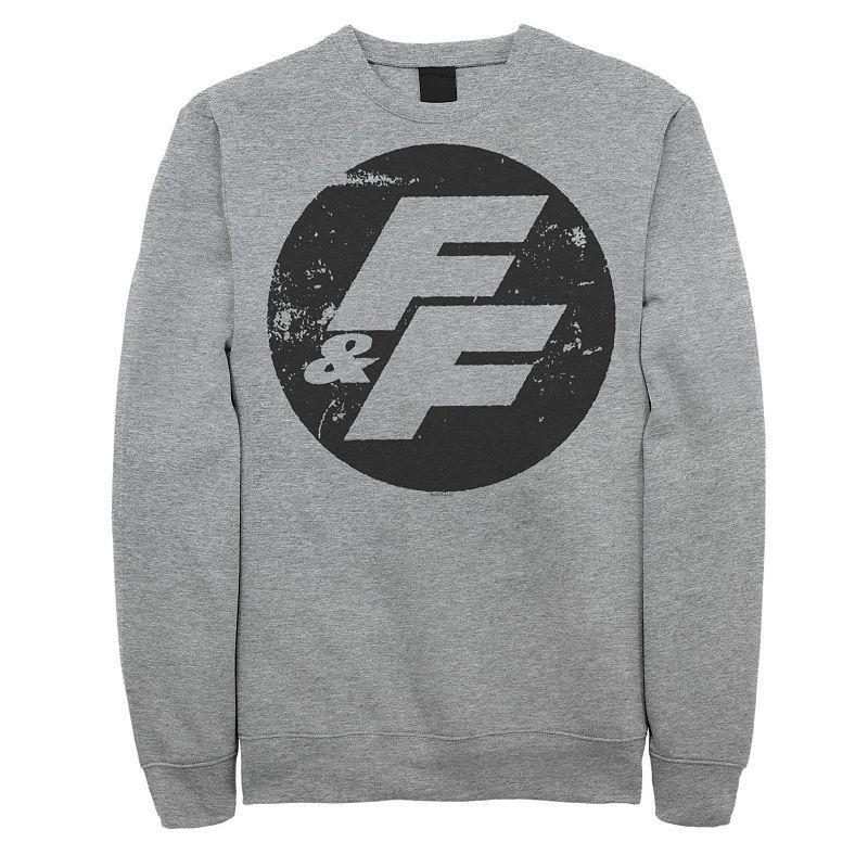 Mens Fast & Furious Distressed Circle Logo Fleece Sweatshirt Athletic Grey Product Image