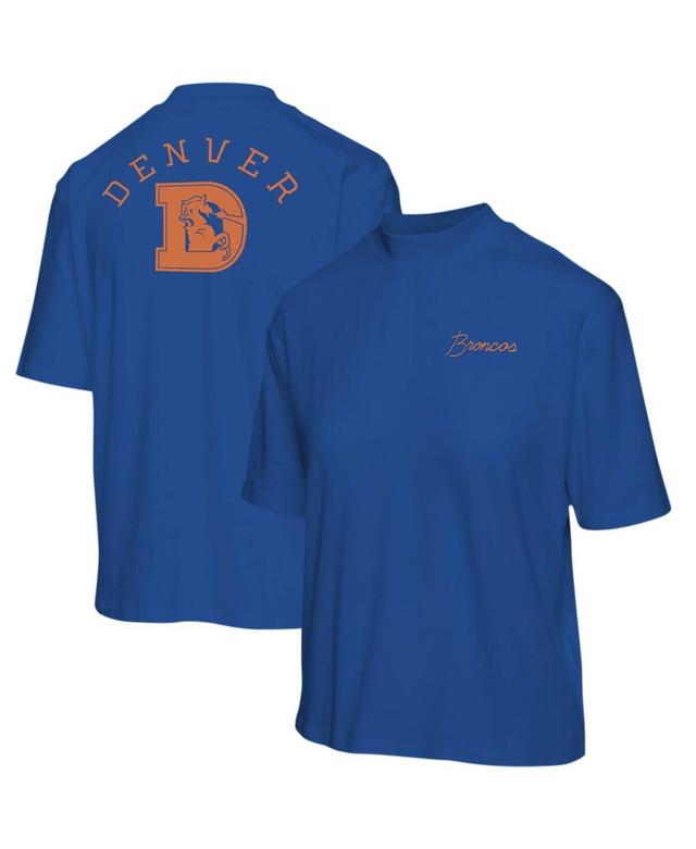 Womens Junk Food Royal Denver Broncos Half-Sleeve Mock Neck T-shirt Product Image