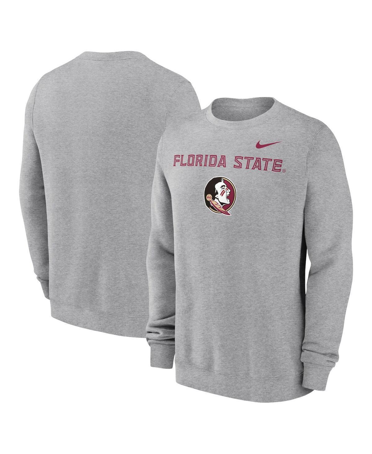 Mens Nike Heather Gray Florida State Seminoles Primetime Primary Stack Pullover Sweatshirt Product Image