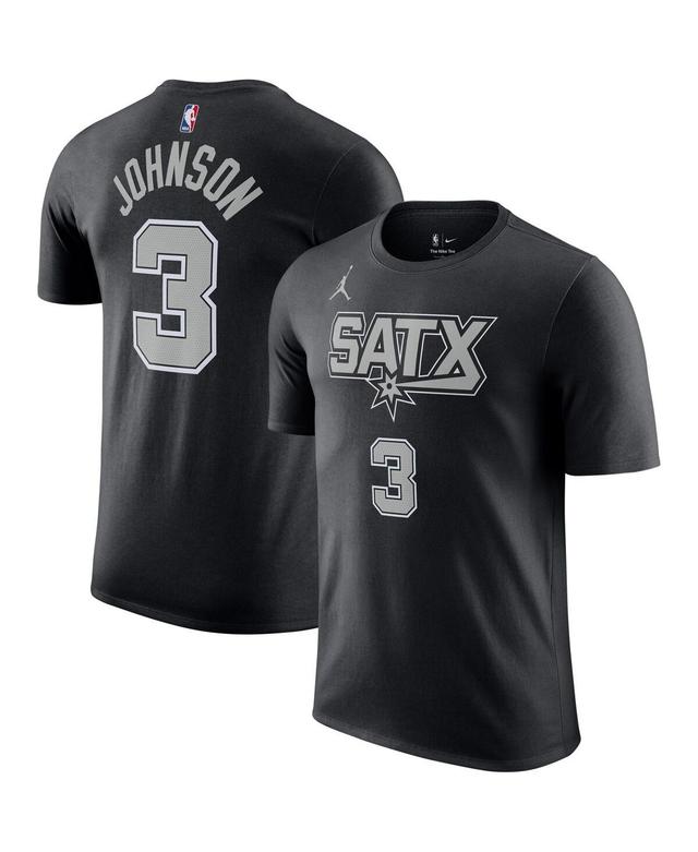 Mens Jordan Keldon Johnson Black San Antonio Spurs 2022/23 Statement Edition Name and Number T-shirt Product Image