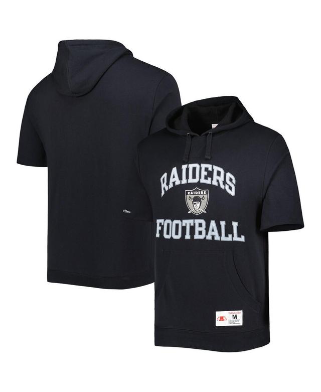 Mens Mitchell & Ness Black Las Vegas Raiders Washed Short Sleeve Pullover Hoodie Product Image