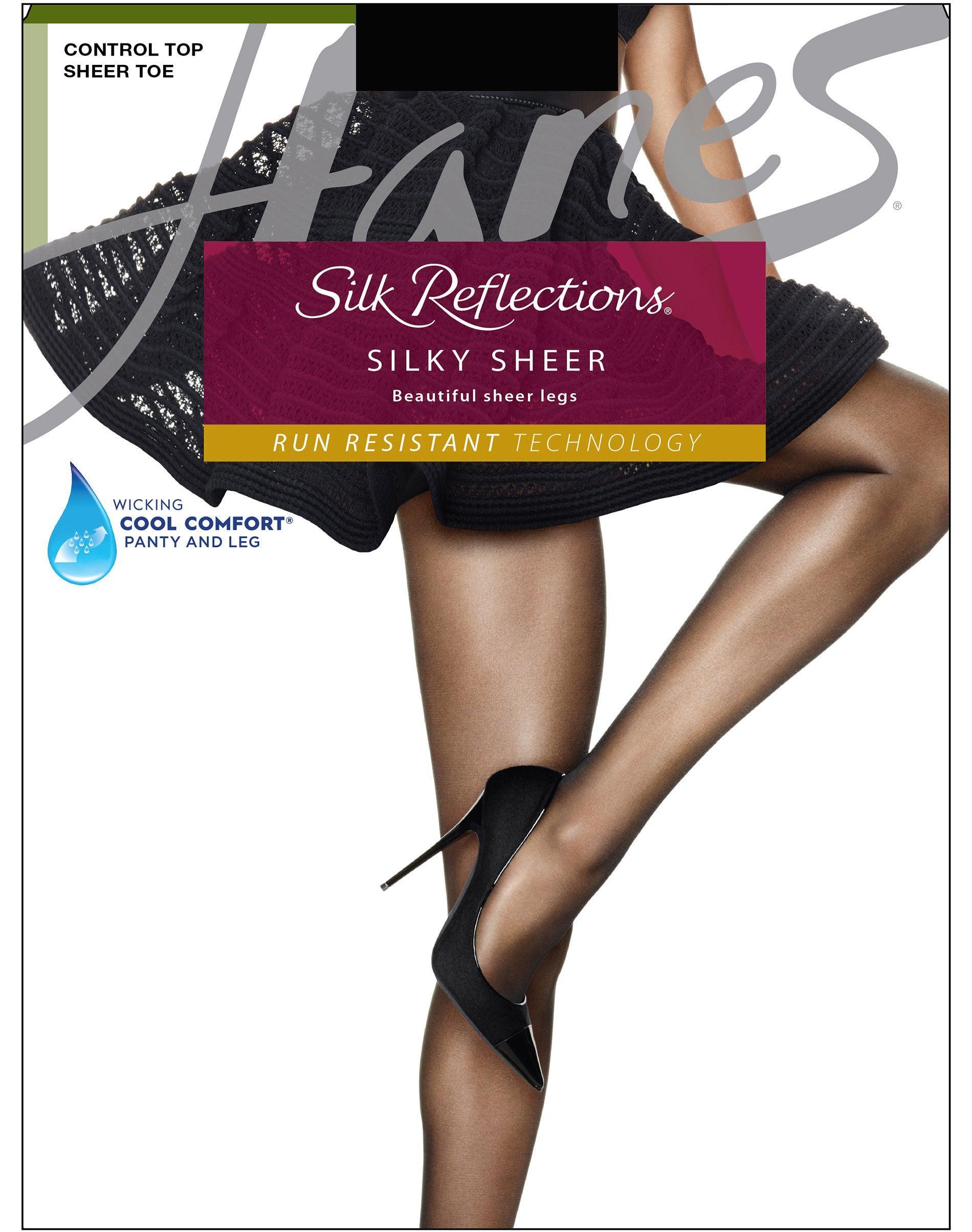 Hanes Silk Reflections Lasting Sheer Pantyhose with Control Top Jet AB Womens Product Image