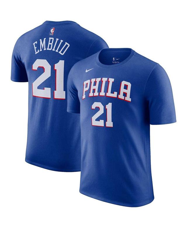 Mens Nike Joel Embiid Royal Philadelphia 76ers Icon 2022/23 Name & Number T-Shirt Product Image