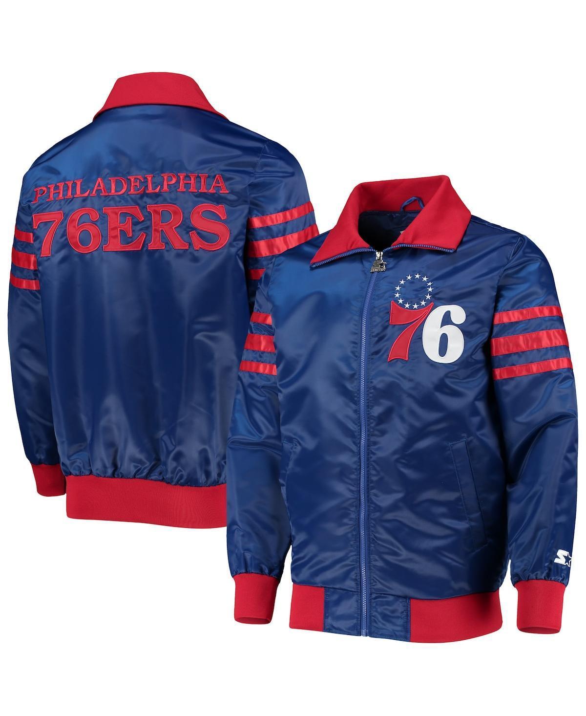 Mens Starter Royal Philadelphia 76ers The Captain II Full-Zip Varsity Jacket Product Image