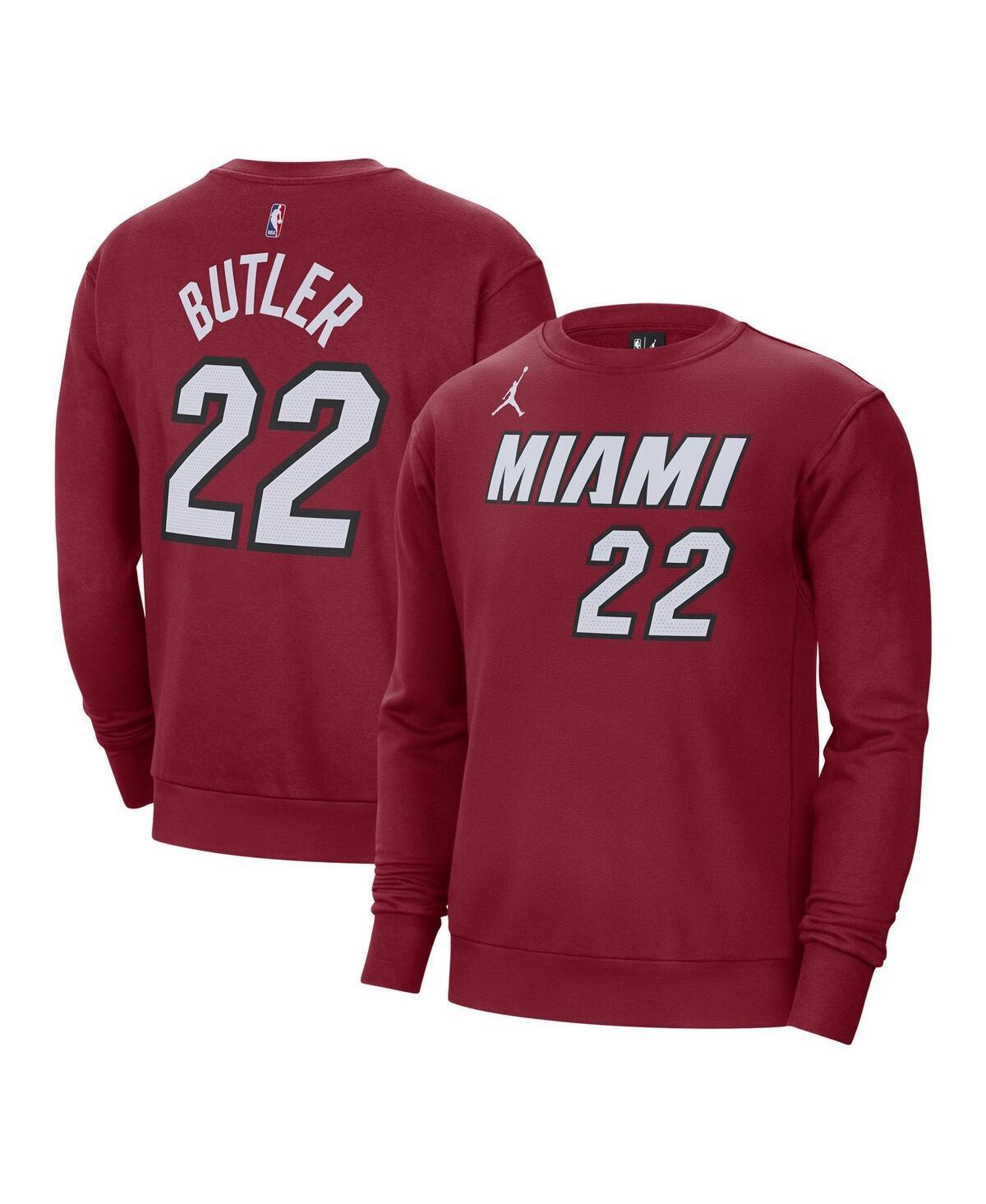 Mens Jordan Jimmy Butler Red Miami Heat Statement Name and Number Pullover Sweatshirt Product Image