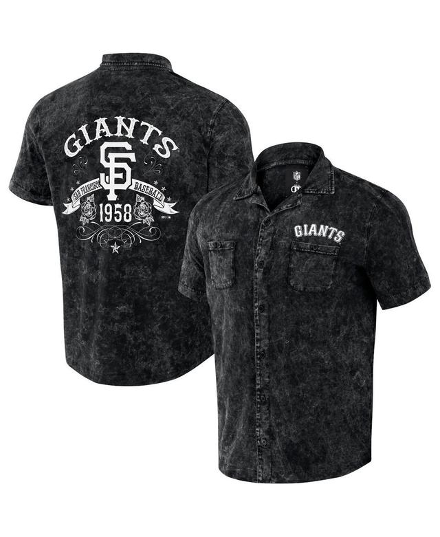 Mens Darius Rucker Collection by Fanatics Black Distressed San Francisco Giants Denim Team Color Button-Up Shirt Product Image