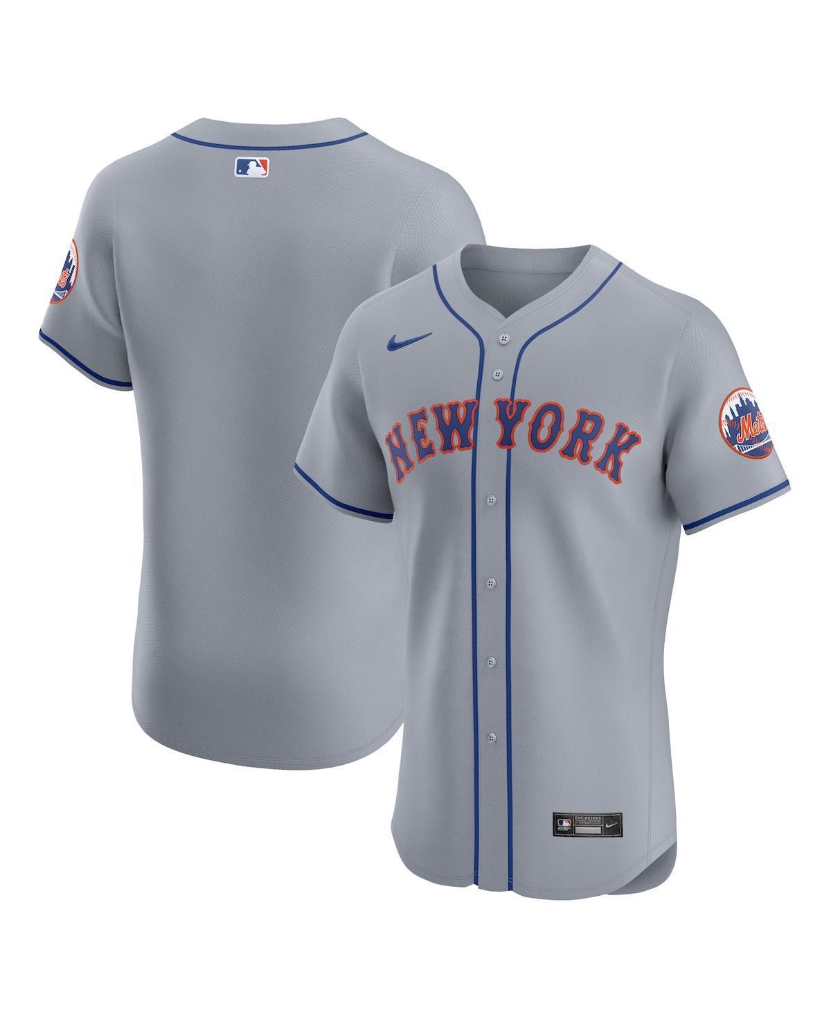 Nike Mens Gray New York Mets Road Vapor Premier Elite Patch Jersey - Gray Product Image