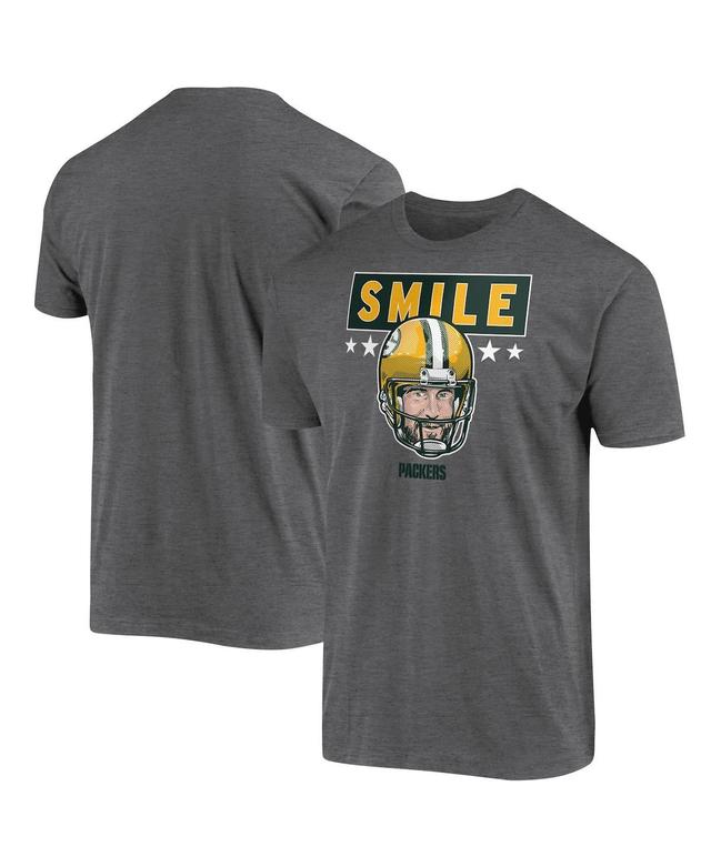 Mens Aaron Rodgers Gray Green Bay Packers Smile T-shirt Product Image